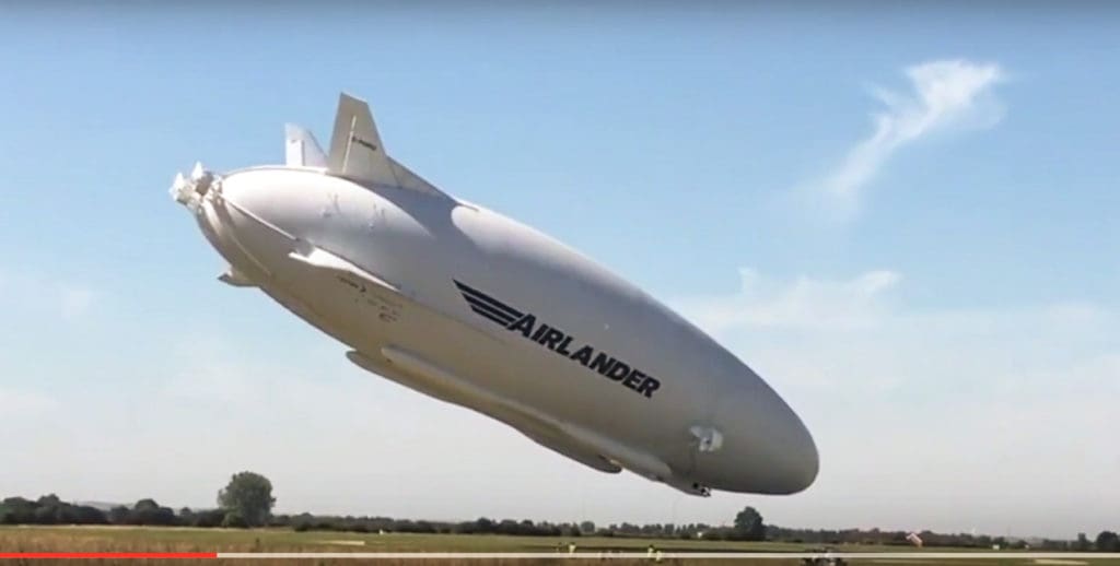 Airlander 10 attempts to land on second test flight. Screenshot by author from SciNews video