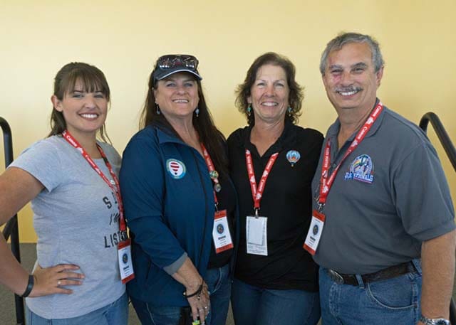 L to R "Victoria Vertrees, Peggy Watson, Sandy Gram, and Flight Instructor Dale Wong" Vertrees also trained with Watson and Gram to prepare for the the women's nationals. 