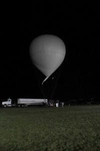  Grounded trucks dispense hydrogen to inflate balloons. Photo courtesy Kim Vesely, America's Challenge